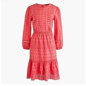 J. Crew Eyelet Flutter-hem Coral Dress, Size 6